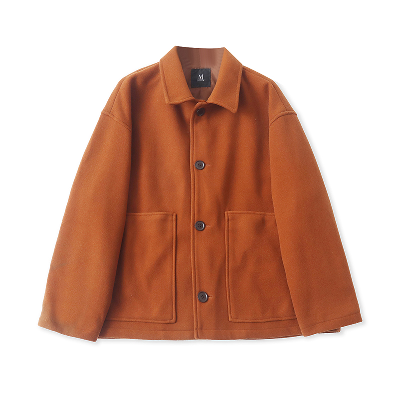 CC2519外贸日单女士毛呢外套新款翻领纽扣宽松胖MM显瘦时尚上衣