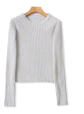 K4636外贸欧美单女士毛衣新款圆领套头弹力修身百搭打底针织衫