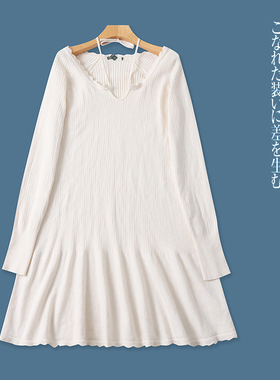 C8069外贸欧美单女士针织裙新款花边V领系带修身连衣裙