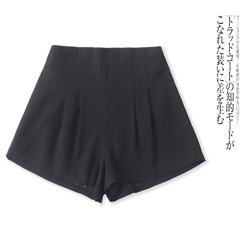 H6395外贸欧美女士高腰短裤春夏新款拉链修身显瘦时尚百搭阔腿裤