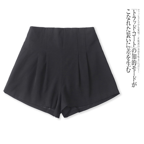 H6395外贸欧美女士高腰短裤春夏新款拉链修身显瘦时尚百搭阔腿裤