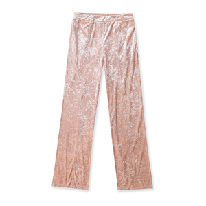 外贸欧美单女士休闲裤秋季新款松紧腰金丝绒时尚显瘦直筒裤长裤