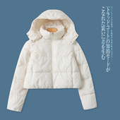 C6323外贸欧美单女生短款 棉服 立领连帽纯色宽松时尚 棉衣冬季 新款