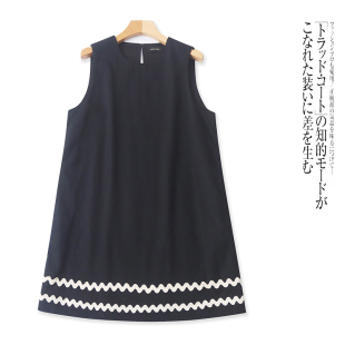 D5142外贸欧美女士连衣裙春夏新款 设计感小众气质中长裙 圆领无袖