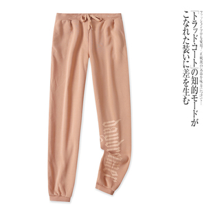 松紧腰宽松加绒保暖休闲裤 新款 秋冬季 外贸欧美单学院风女生运动裤