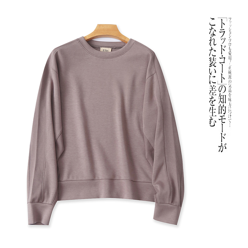 外贸欧美单女士卫衣2025秋季新款圆领套头纯色宽松韩版休闲上衣