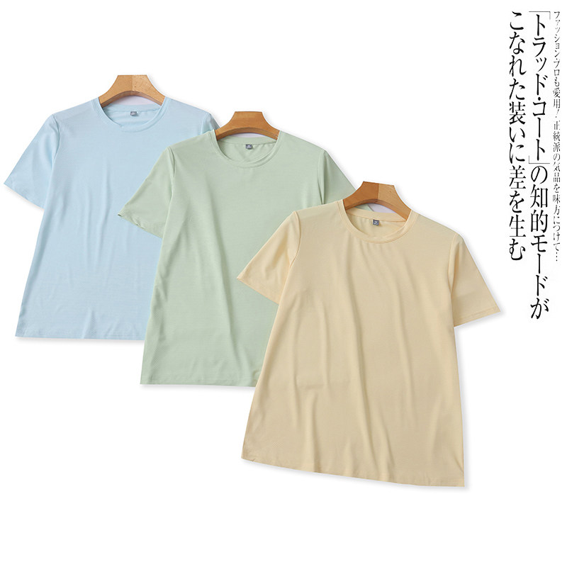 O5689外贸欧美单女士纯色T恤夏季新款圆领套头宽松百搭 休闲短袖图片