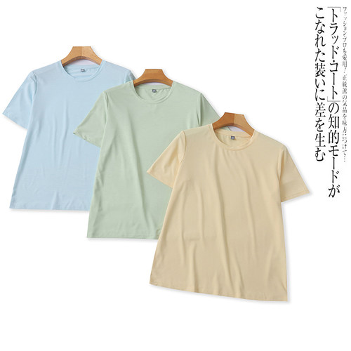 O5689外贸欧美单女士纯色T恤夏季新款圆领套头宽松百搭 休闲短袖