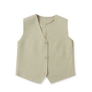 百搭坎肩马甲 修身 E4585外贸欧美单女士针织马夹新款 V领纽扣无袖