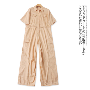 风直筒裤 F4661外贸欧美女士短袖 翻领收腰宽松休闲工装 新款 连衣裤