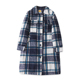 U4361外贸欧美单女士呢大衣新款 翻领格子拼色宽松长款 毛呢外套