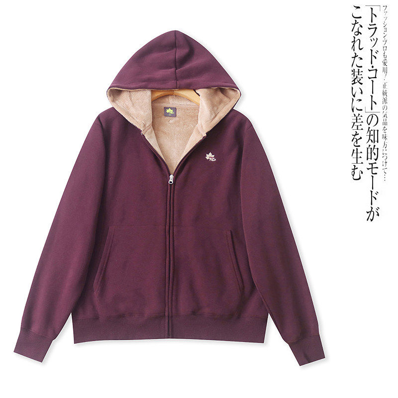 II5521外贸日单学院风女生加绒卫衣外套秋季新款连帽加厚休闲开衫