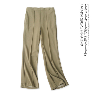 简约宽松显瘦直筒裤 外贸日单纯色女士休闲裤 松紧腰时尚 新款 秋季