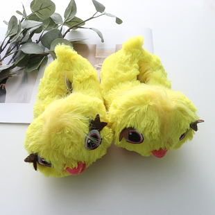 卡通毛绒加厚可爱男女童室内棉鞋 包跟拖鞋 秋冬新款 外贸儿童家居鞋