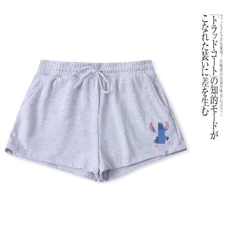 G4610外贸欧美单女生休闲短裤春夏新款松紧腰卡通宽松运动阔腿裤