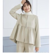 外贸日单女装 气质休闲上衣 半圆领暗扣通勤风时尚 外套2025秋季 新款