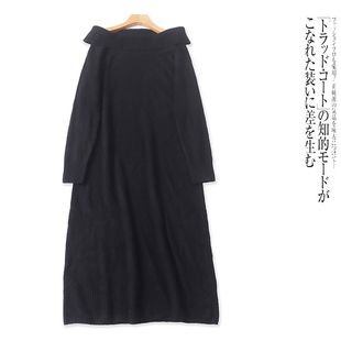 胖MM长款 大翻领宽松大码 针织裙 新款 L2325外贸欧美女士毛衣裙冬季