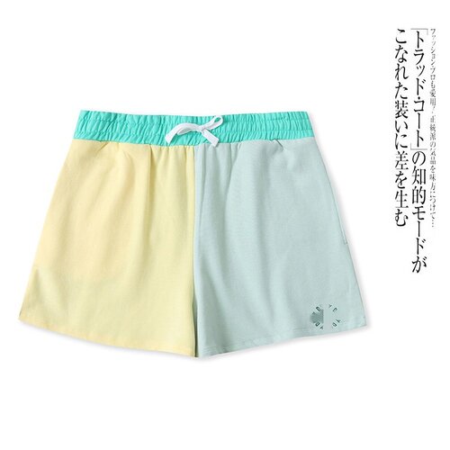 A5230外贸欧美单女生休闲短裤春夏新款松紧腰时尚拼色宽松五分裤