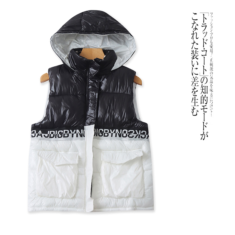 外贸韩版儿童棉马甲秋冬新款连帽拼色时尚男女童无袖坎肩加厚马夹