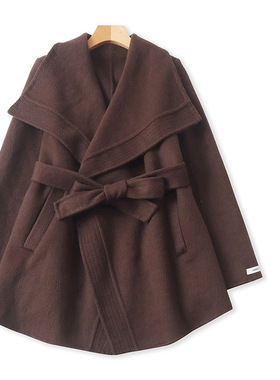 K4580时尚通勤风气质女装呢外套冬季新款翻领宽松淑女风羊毛大衣