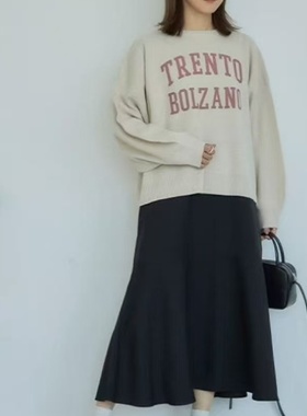 DD0789外贸日单女生针织衫秋季新款圆领套头宽松大码字母图案上衣