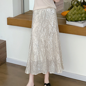 亮片鱼尾裙温柔绝美裙子大码 中长裙网纱包臀裙秋 半身裙女春夏新款