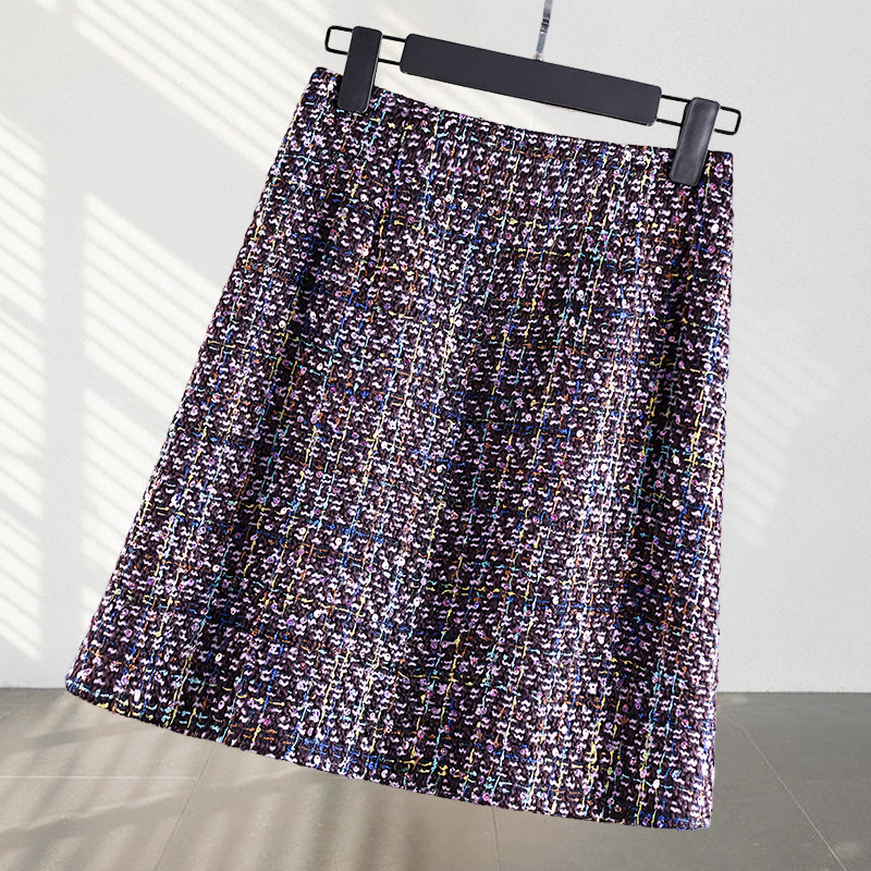 毛呢半身裙女大码裙子秋冬季 A字裙子小香风短裙粗花呢西装包臀裙