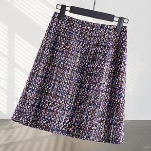 毛呢半身裙女大码裙子秋冬季 A字裙子小香风短裙粗花呢西装包臀裙