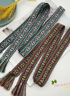 新款波西米亚民族风腰带女装饰牛仔裤连衣裙显瘦布腰绳流苏腰饰