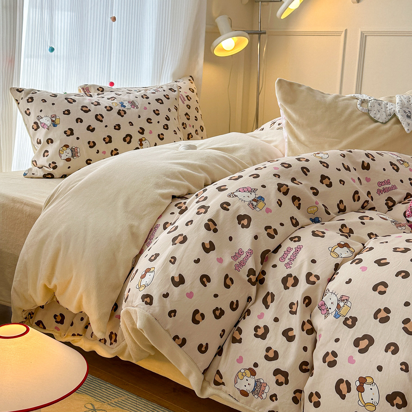 秋冬新款少女心棉加绒三四件套