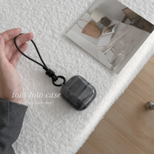 保护套小众挂绳Airpodspro2防摔壳 ins复古灰色岩石纹Airpods4代耳机套适用苹果2代蓝牙耳机壳Airpods3代新款