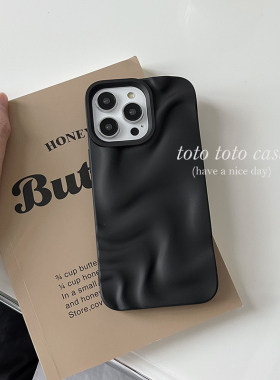极简高级感黑色立体纹设计适用iPhone13苹果14promax手机壳11/12新款14pro硅胶软壳