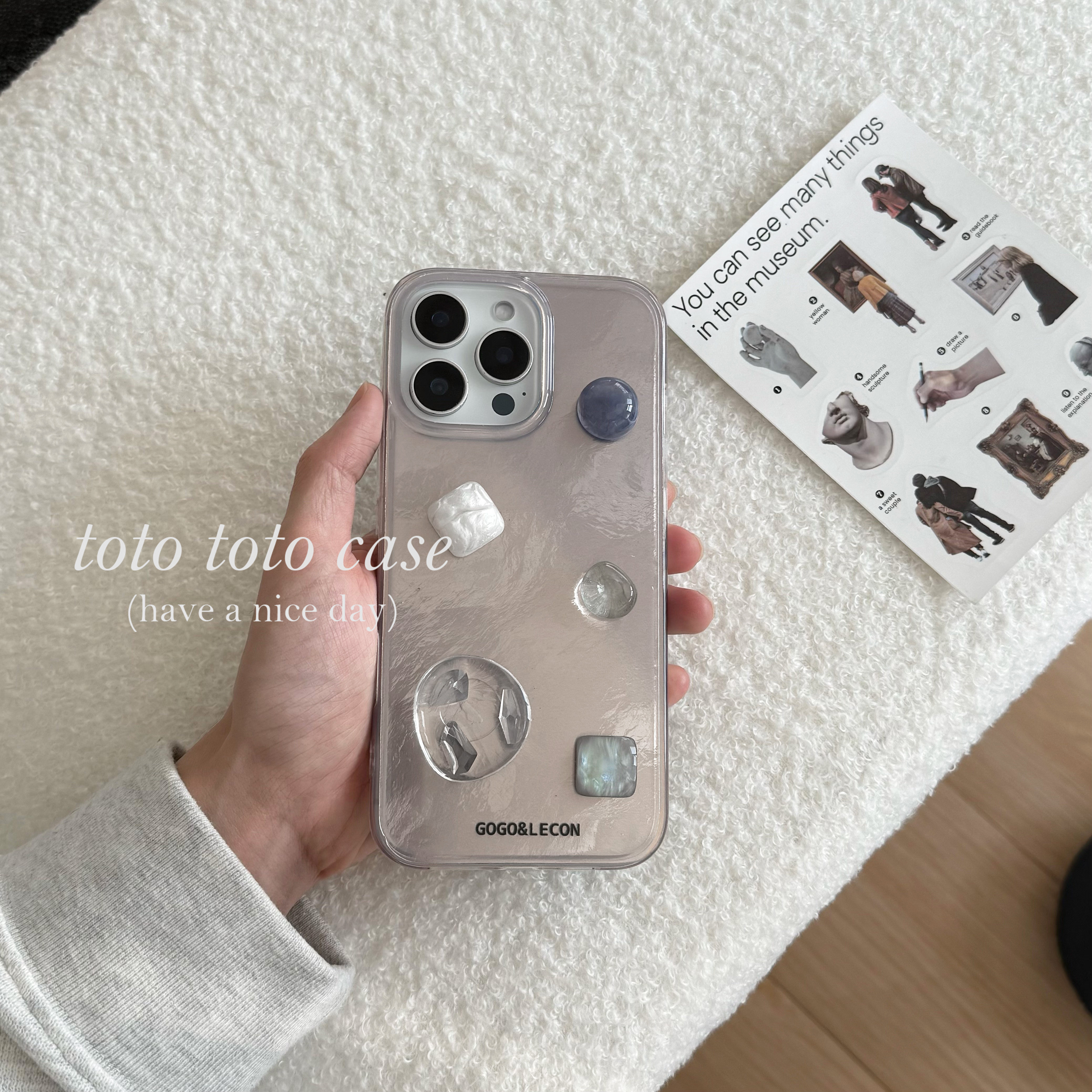 复古高级感银色羽纱立体蓝宝石适用iPhone16苹果16prom