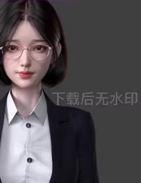 Maya女性短发女青年导游教师职业装白领秘书3D模型带绑定xgen头发