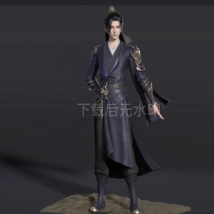 Maya修仙高精度古装男人物角色帅哥3D模型xgen头发四边布线带绑定