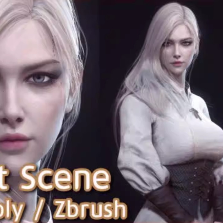 Zbrush次世代写实美女角色3D模型头像半身像zb雕刻 3dmax obj ztl