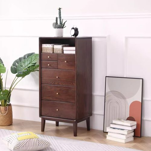 北欧橡木高六斗收纳柜黑胡桃色