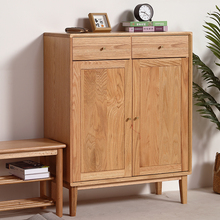 工厂直销美国全红橡木三门鞋柜纯实木二门北欧风客厅对开门