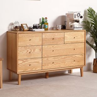 工厂直销纯美国红橡木七斗柜全实木斗橱卧室电视柜抽屉柜子北欧