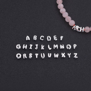 S925纯银英文字母隔珠 隔片 diy水晶红绳项链手链饰品挂件配件