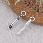S925纯银泰银 如意金箍棒吊坠 diy佛珠水晶手链项链挂件饰品配件