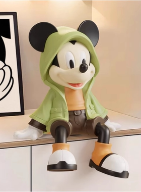 风衣米奇坐姿摆件客厅电视柜装饰入户玄关酒柜高级感小众手办轻奢