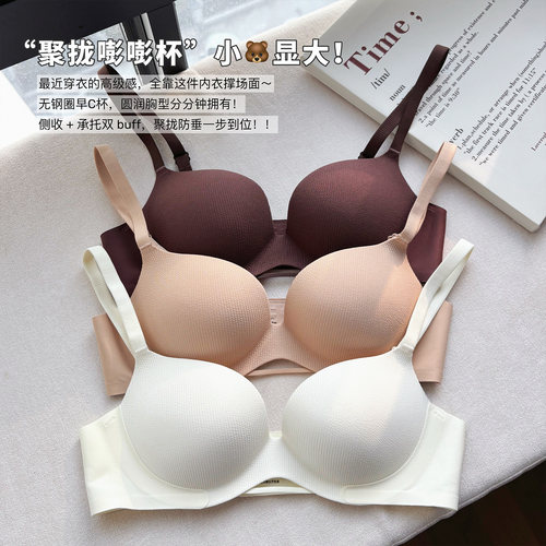 小胸显大聚拢磨毛无钢圈内衣