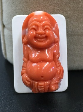 七宝珊瑚：佛公吊坠颜色漂亮适合DIY项链手链