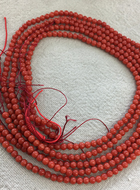 七宝珊瑚：精品小圆珠 颜色深红  尺寸2.95～2.96mm 重13.47克