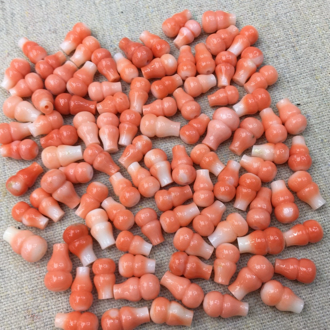 七宝珊瑚：粉色渐变葫芦珠 适合DIY手串项链耳饰 标价为克价