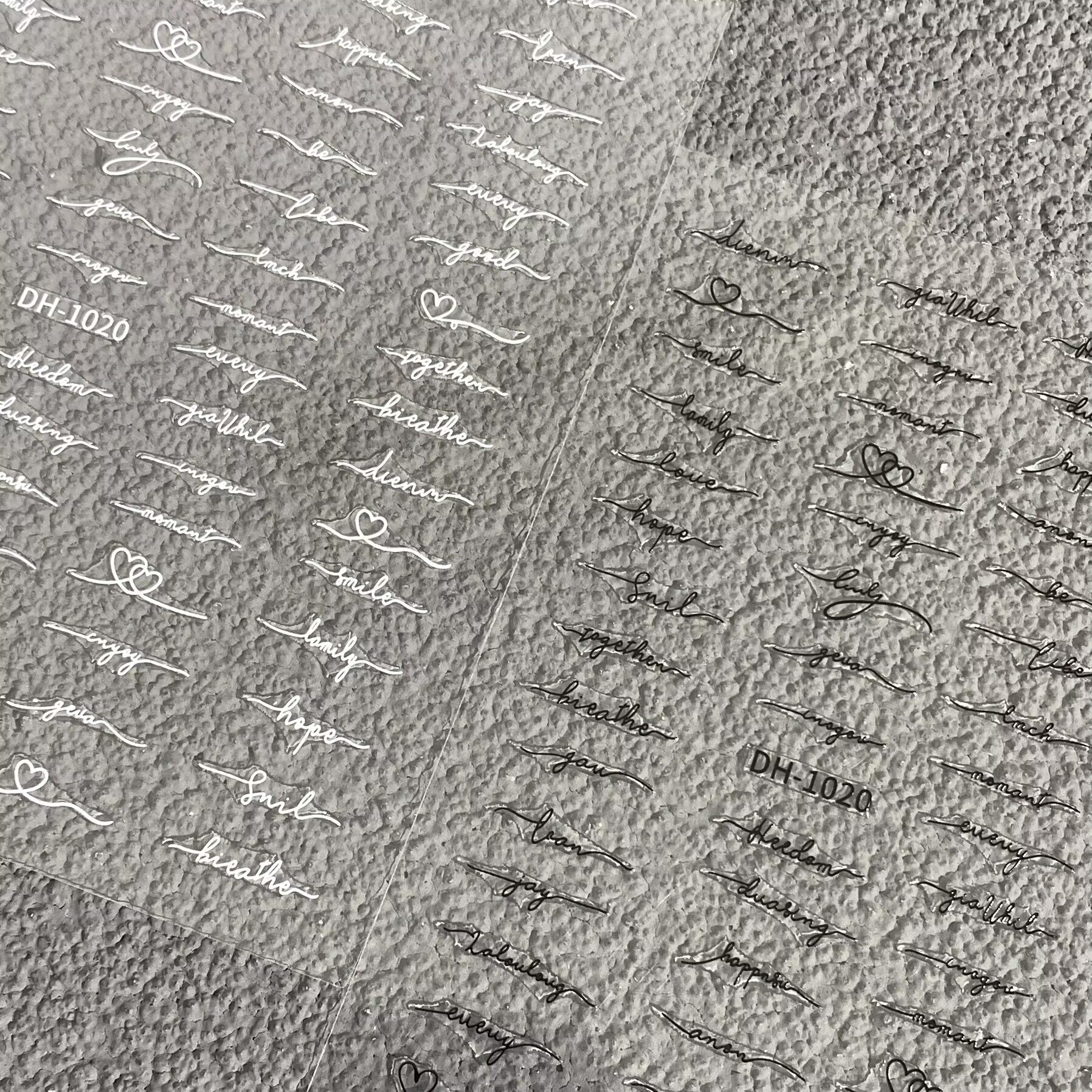 新款简约黑白金银字母爱心美甲贴纸线条英文字母防水指甲指甲贴