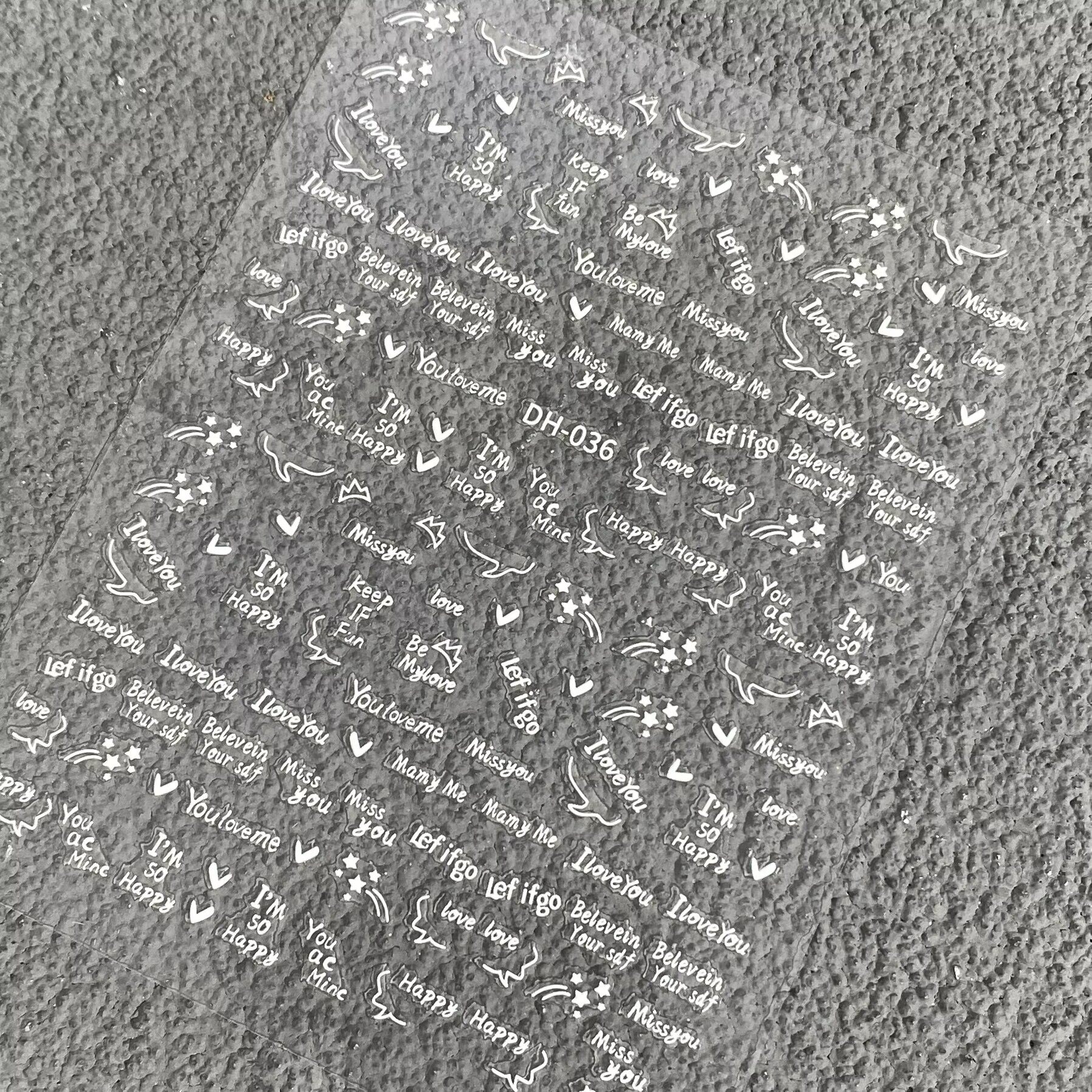 简约白色英文字母美甲贴纸平面爱心星星字母防水背胶指甲装饰贴