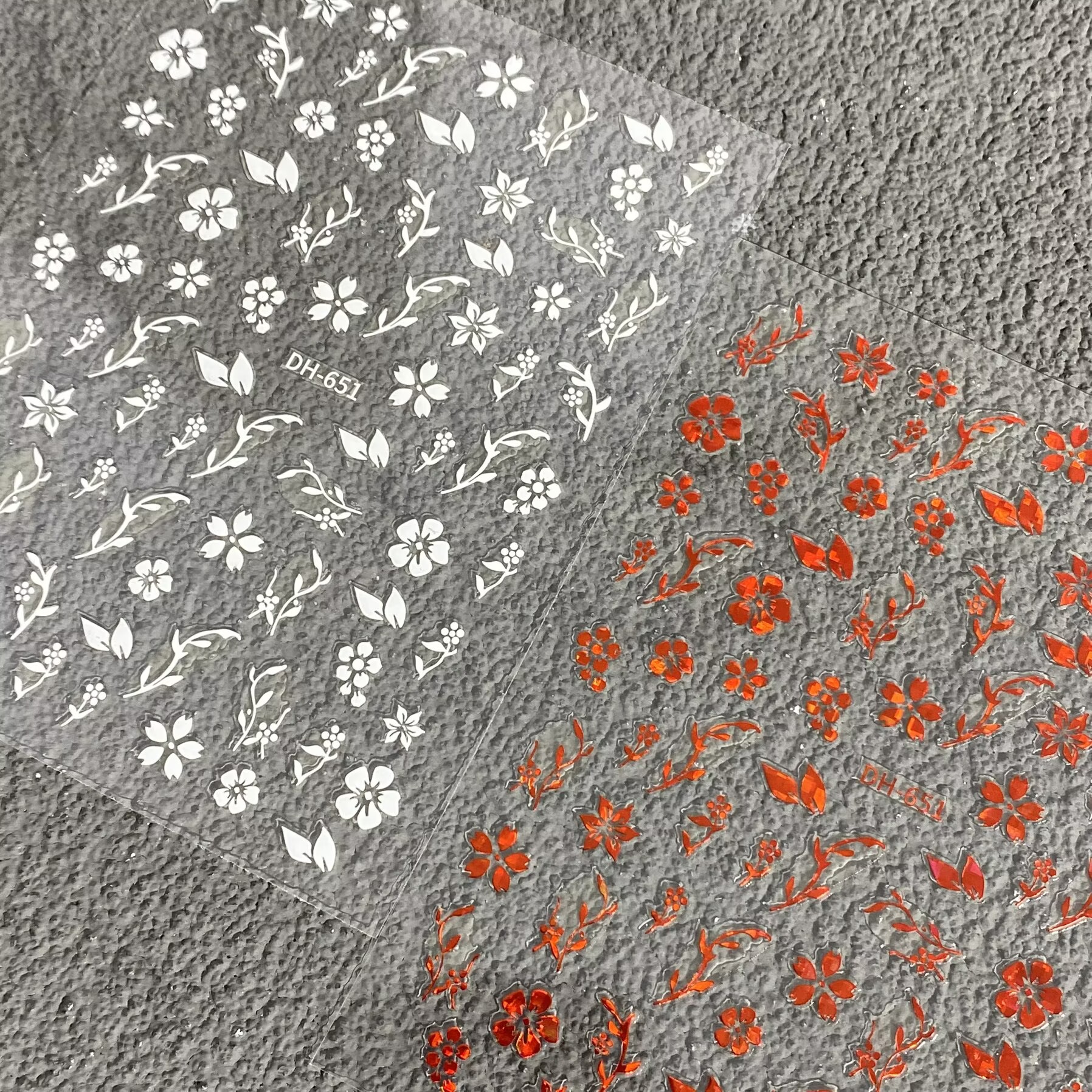 复古精致烫金烫银小花美甲贴纸平面金银红花卉防水背胶指甲装饰贴