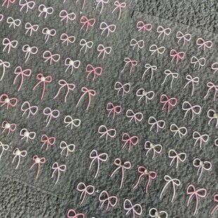 网红新款粉色珍珠晶钻蝴蝶结立体浮雕美甲贴纸防水背胶指甲装饰贴